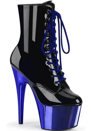 ADORE-1020 [Black Patent/Blue Chrome] | PLATFORM HEELS [PREORDER]