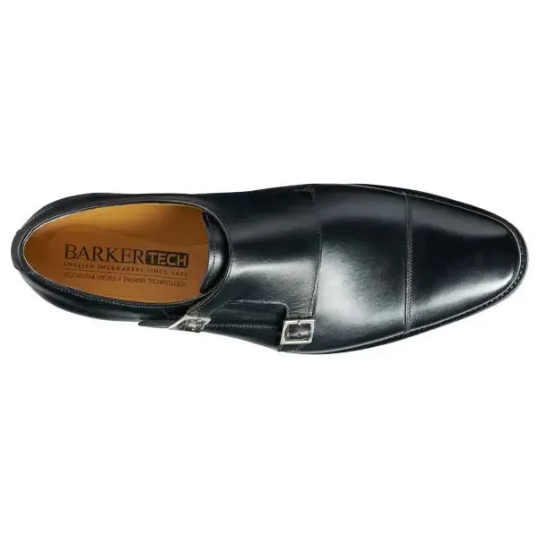 BARKER Edison Shoes - Mens Monk Strap - Black Calf