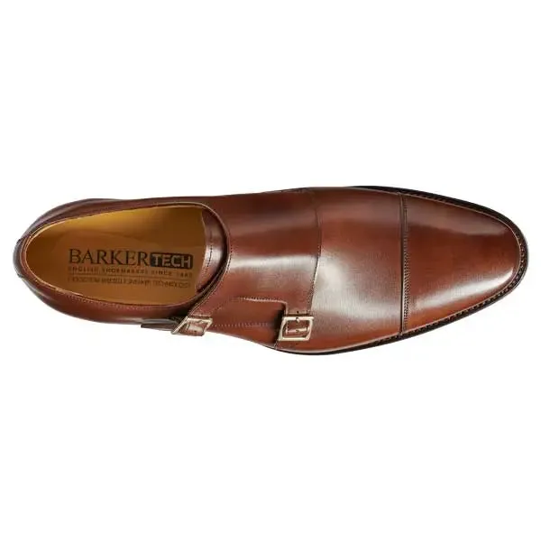 BARKER Edison Shoes - Mens Monk Strap - Dark Walnut Calf