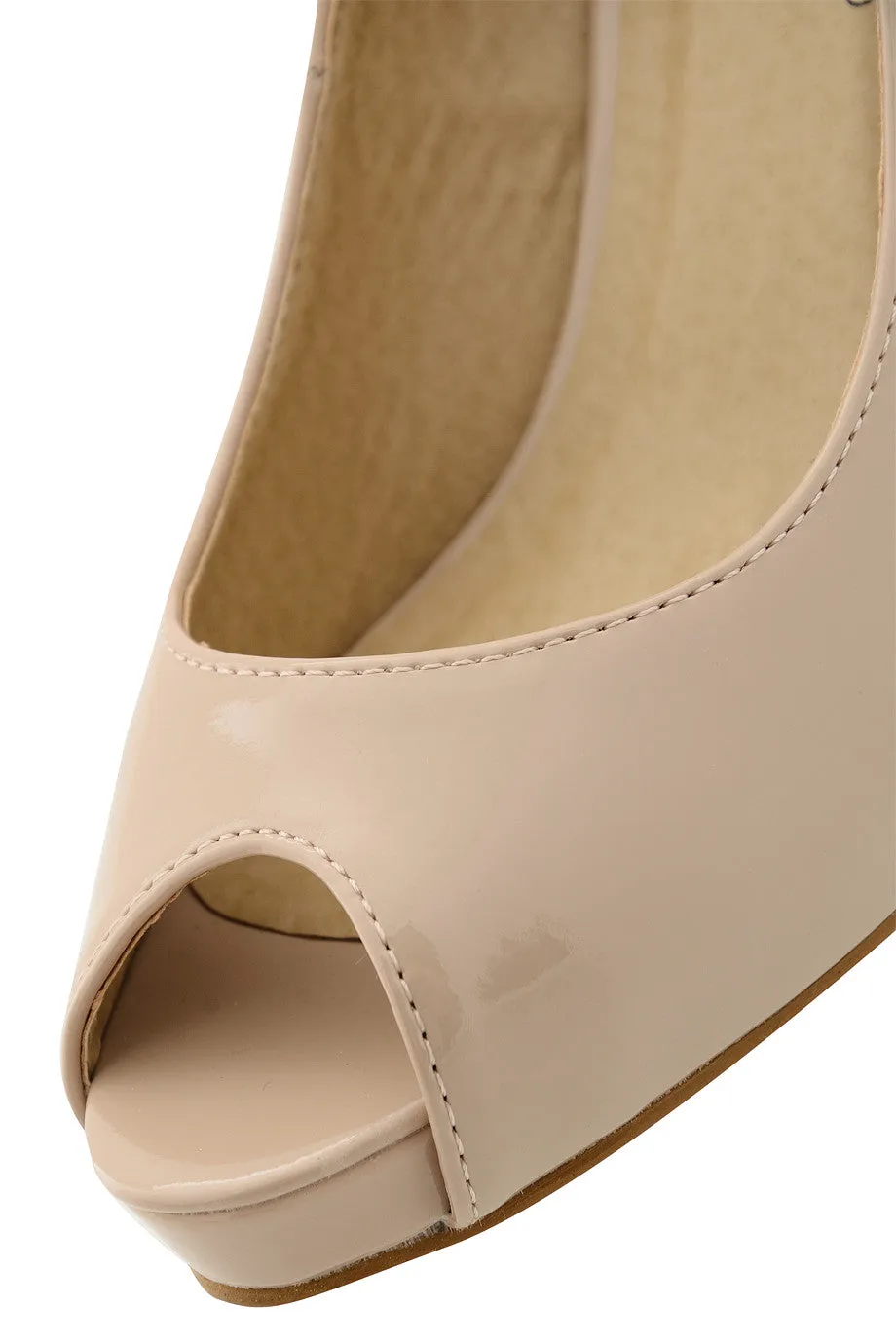 CAMERON Nude Patent Peep Toe