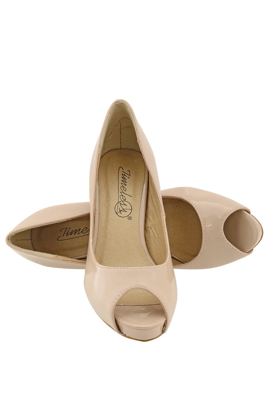 CAMERON Nude Patent Peep Toe