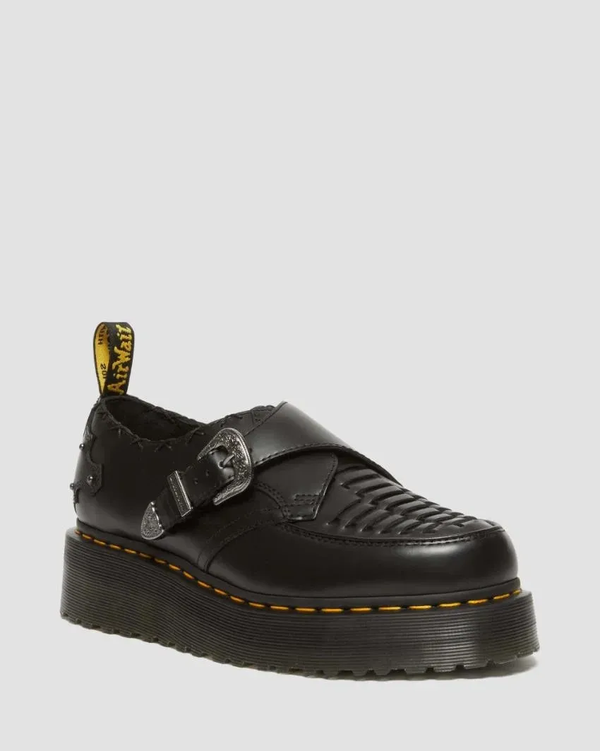 Dr Martens Ramsey Quad Monk Creepers - Black Smooth