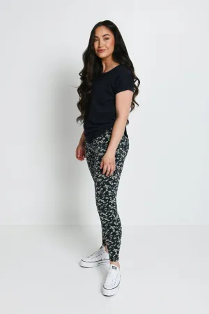 Everyday High Waisted Leggings - Navy/Green Floral