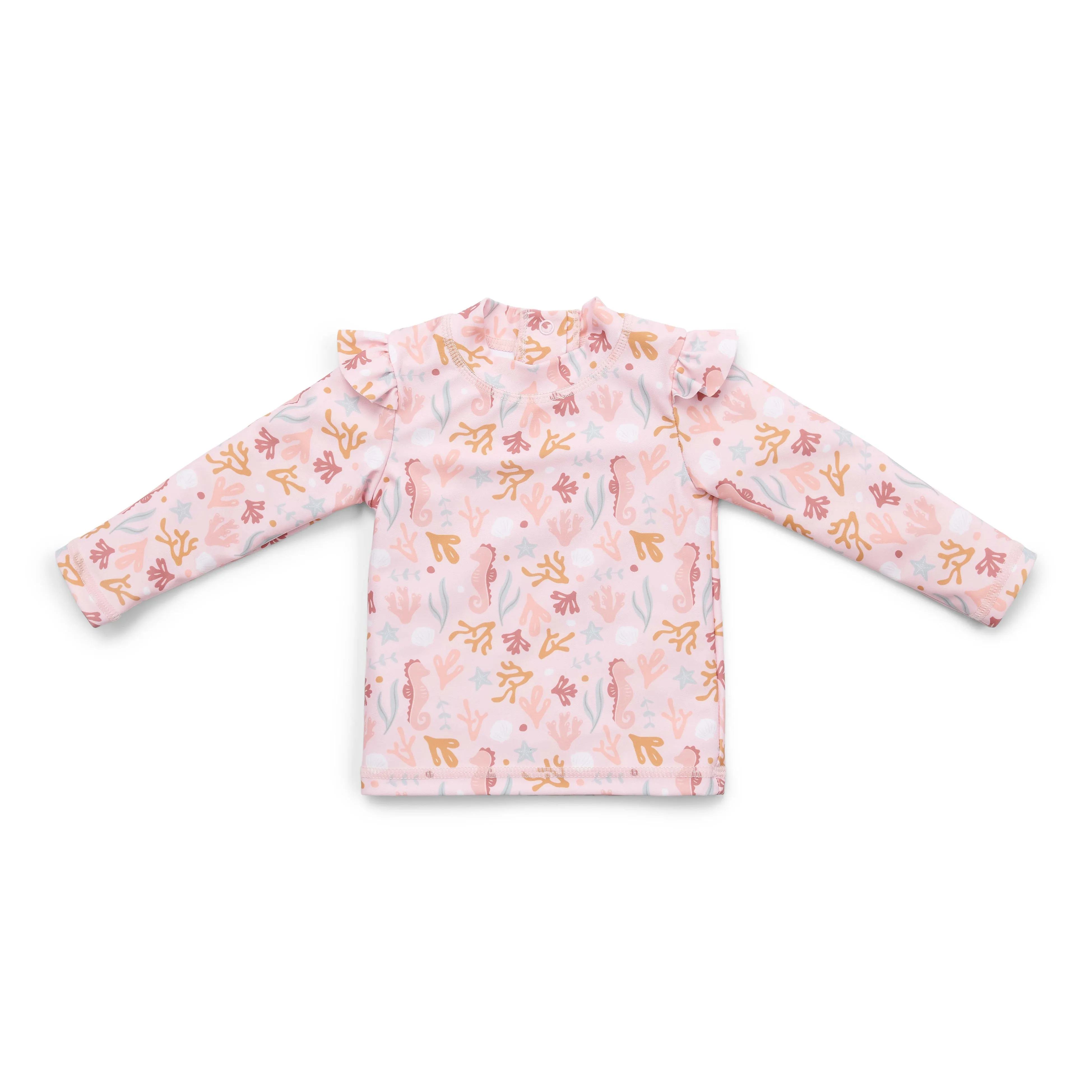 Little Dutch Swim Shirt Long Sleeve Ruffles Ocean Dreams Pink