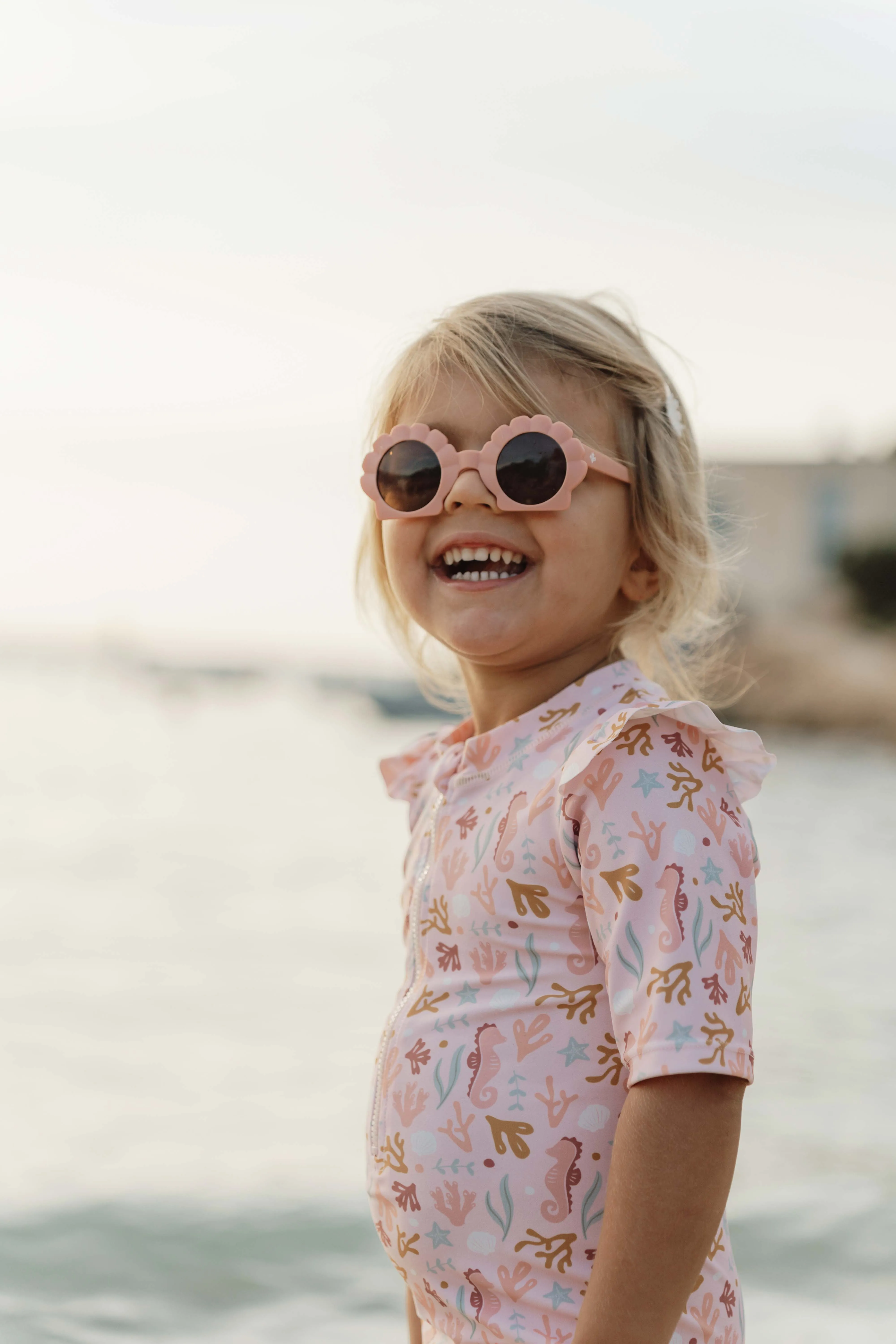 Little Dutch Swimsuit Short Sleeve Ruffles Ocean Dreams Pink