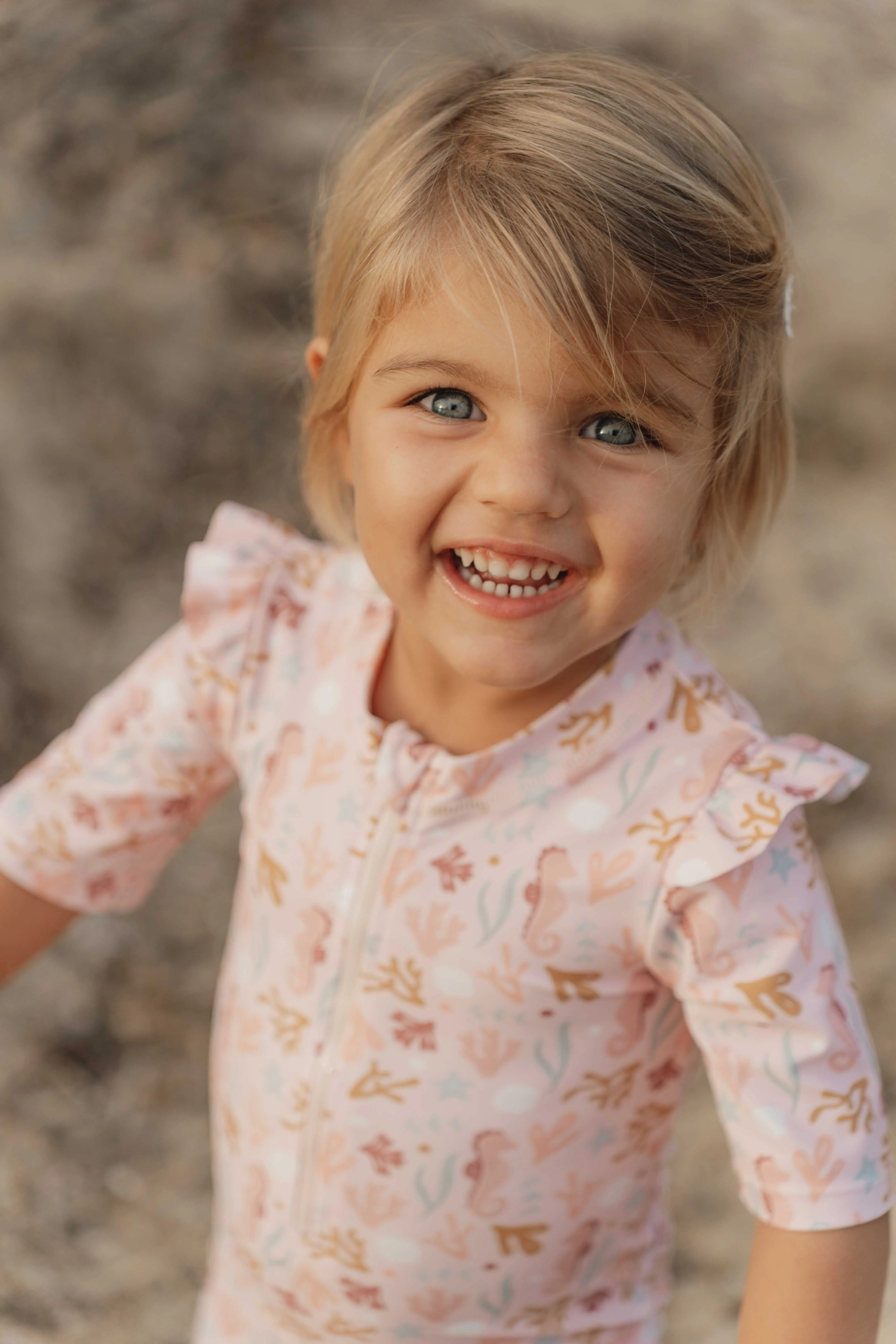 Little Dutch Swimsuit Short Sleeve Ruffles Ocean Dreams Pink