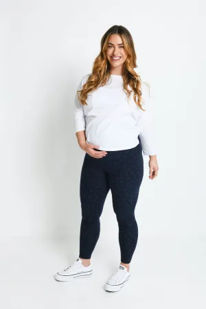 Maternity Everyday Leggings - Navy Animal Print