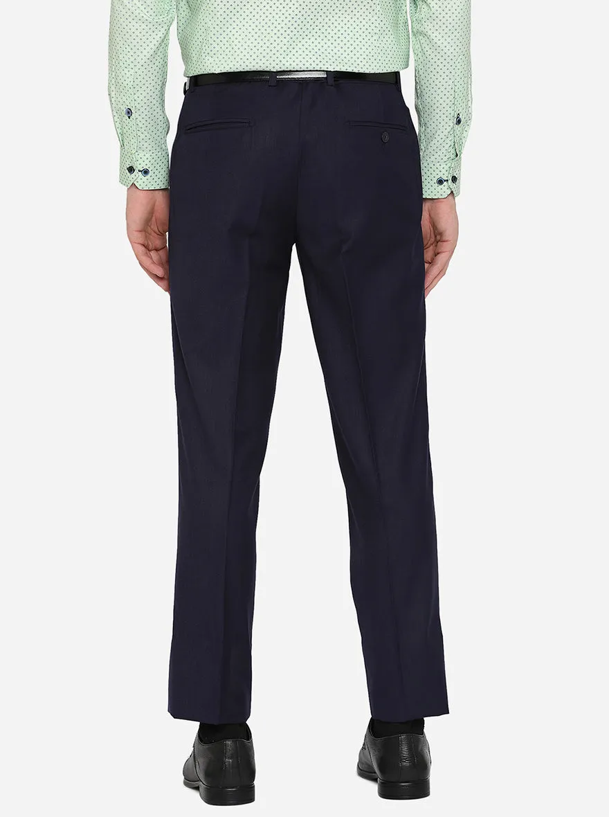 Navy Blue Solid Classic Fit Formal Trouser | JadeBlue