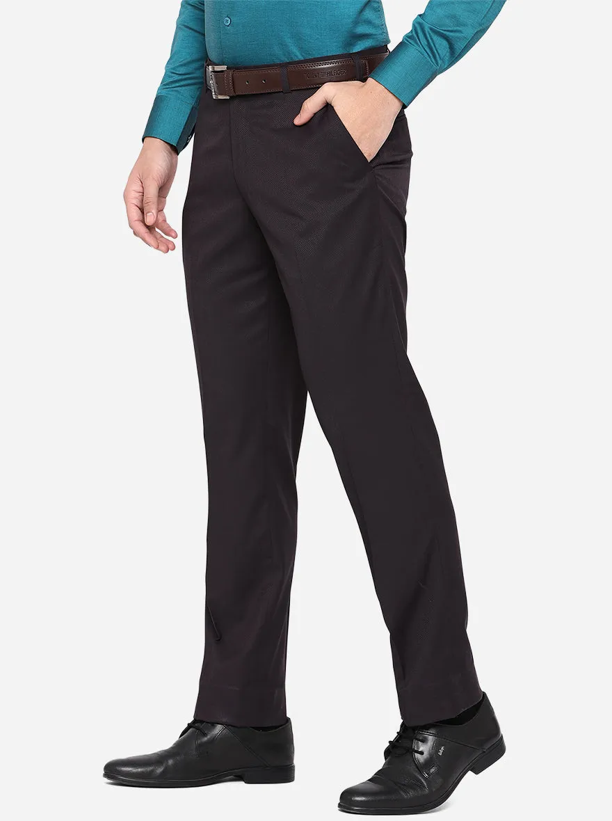 Wine Solid Classic Fit Formal Trouser | JadeBlue