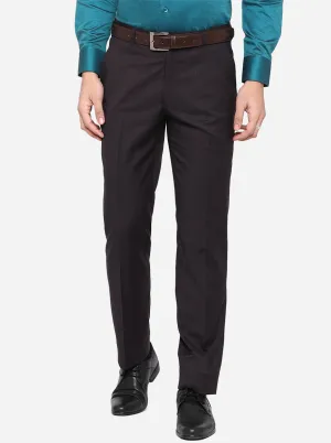 Wine Solid Classic Fit Formal Trouser | JadeBlue