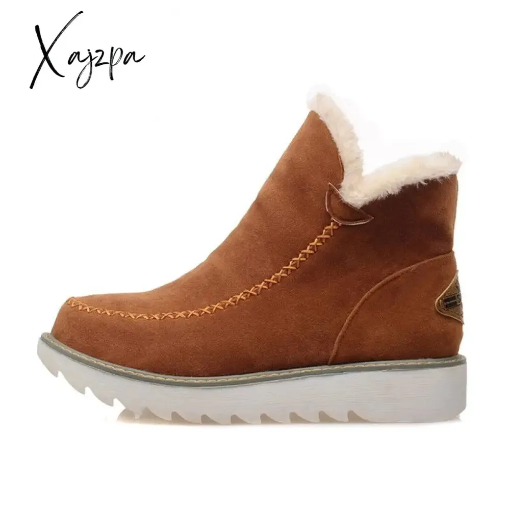 Xajzpa - Fur Lining Ankle Snow Boots