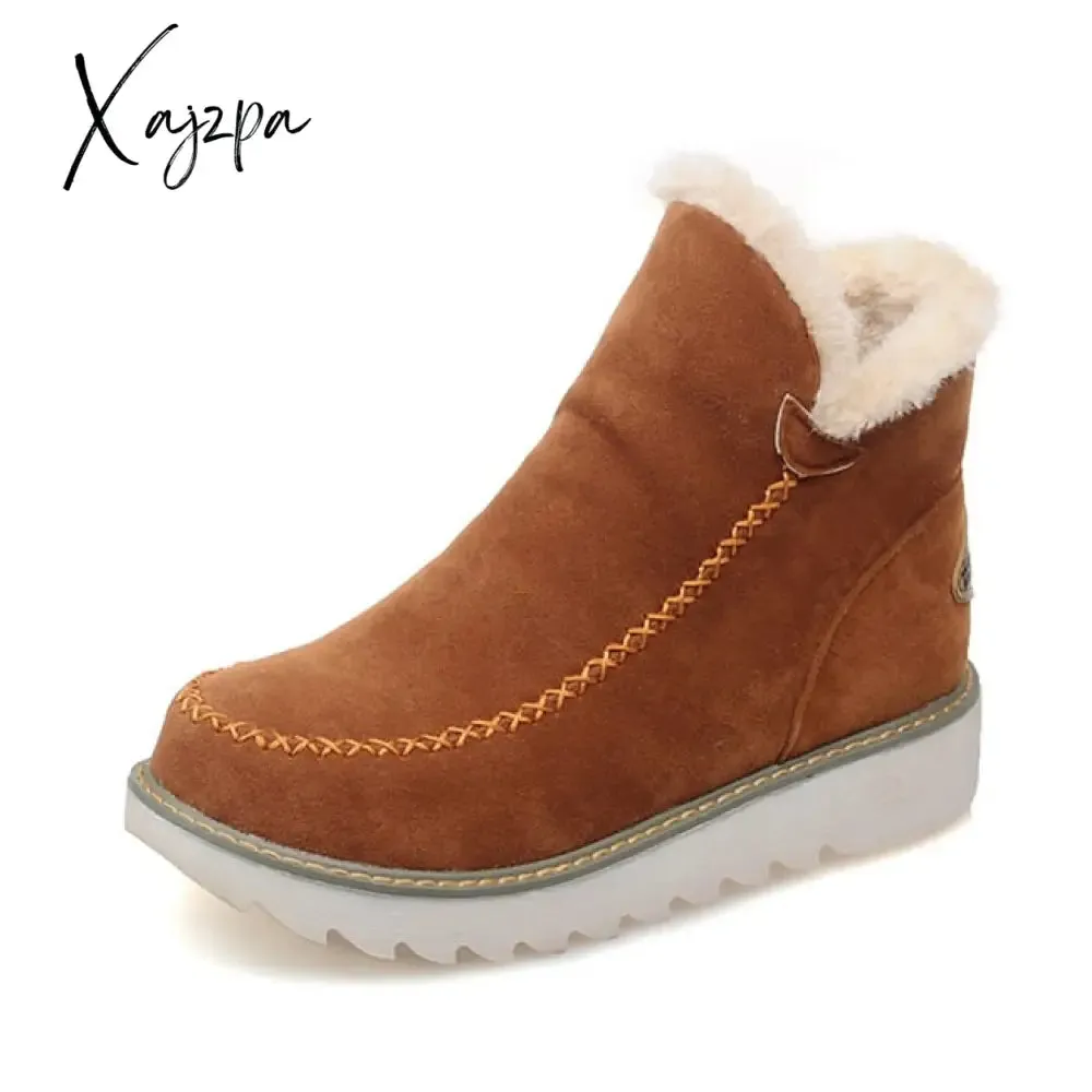 Xajzpa - Fur Lining Ankle Snow Boots